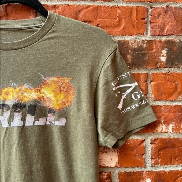 Grunt Style Mens Small Green Born To Grill Fire Short Sleeve Graphic Tshirt - Picture 3 of 8